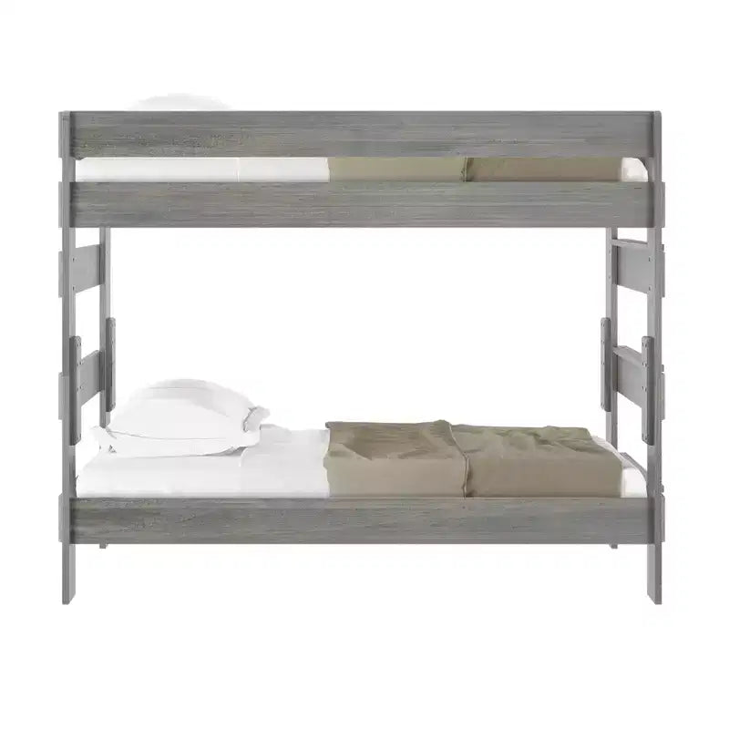 Plank+Beam Massivholz-Bauernhaus-Etagenbett (Einzelbett über Einzelbett) für Erwachsene