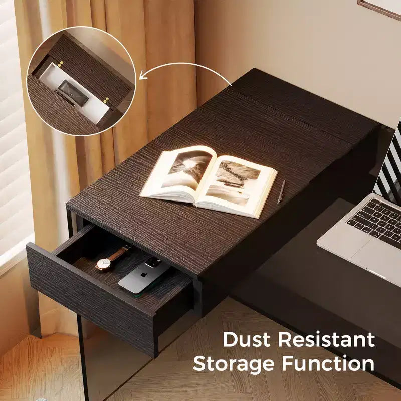 Luck Live Moderner Schreibtisch aus gehärtetem Glas, 53,14 Zoll