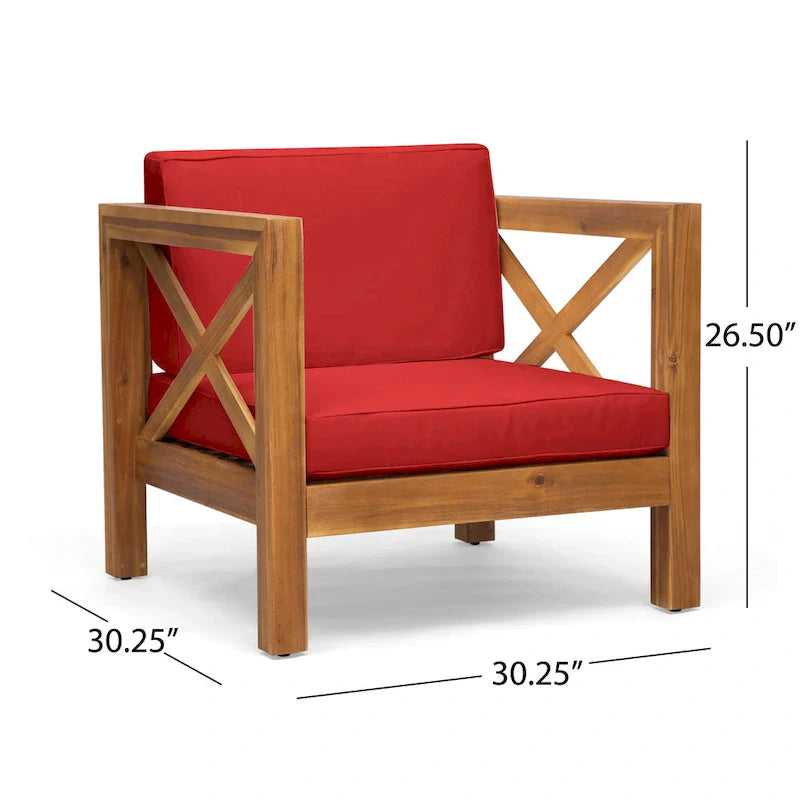 Brava 6-teiliges Loungeset aus Akazienholz von Christopher Knight Home für den Außenbereich