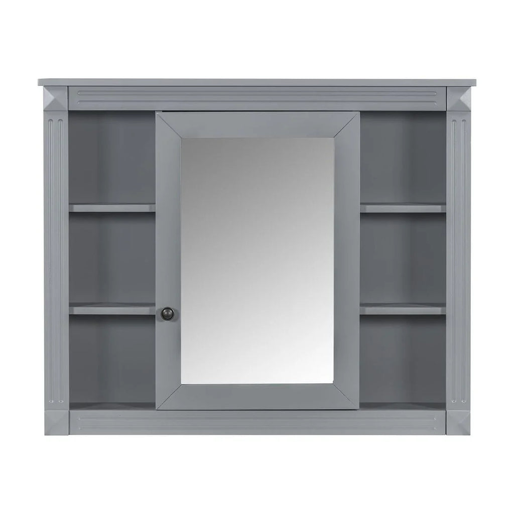 Moderner 36'' Badschrank mit Aufsatzwaschbecken und Spiegelschrank, 2 Türen und 2 Schubladen