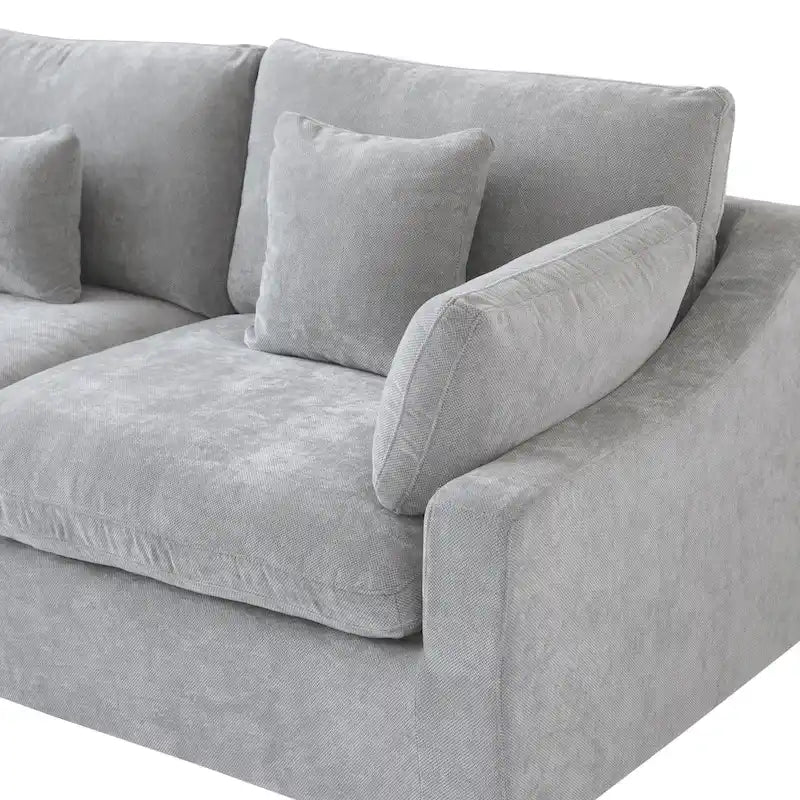 Großes Ecksofa aus Leinen für das Wohnzimmer-Set