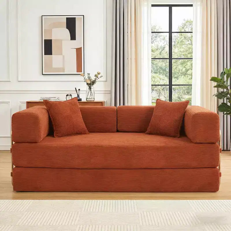 Dyonery 78 Klappsofabett, umwandelbare Kordsofa-Couch, King-Size-Bodenschläfer, 4-in-1 DIY-Kombination, modulares Sofabett, ausklappbares bequemes Sofa.