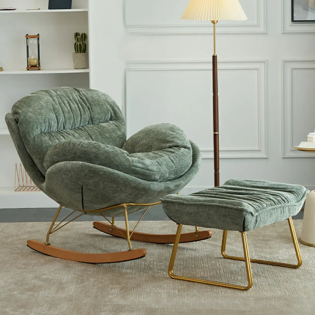 Moderner ergonomischer Schaukelstuhl aus Samt für das Kinderzimmer