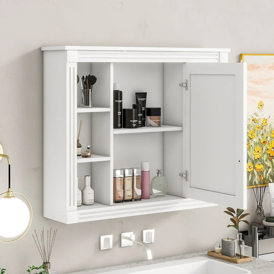 Moderner 36'' Badschrank mit Aufsatzwaschbecken und Spiegelschrank, 2 Türen und 2 Schubladen