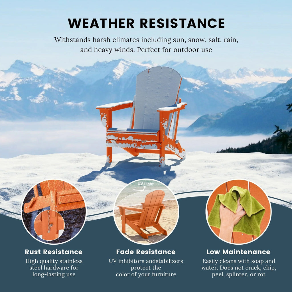 Polytrends Laguna Faltbarer Adirondack-Stuhl für den Außenbereich, wetterfest und lichtbeständig