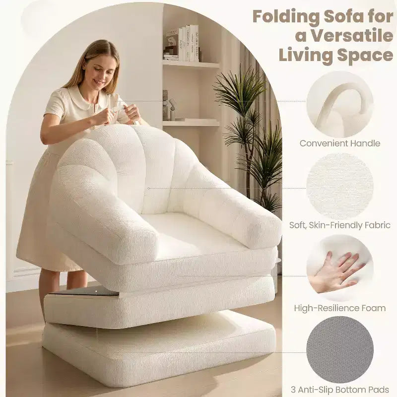 Yaheetech 2-in-1 Klappbares Schlafsofa, Klappsessel für Wohnzimmer, Schlafzimmer
