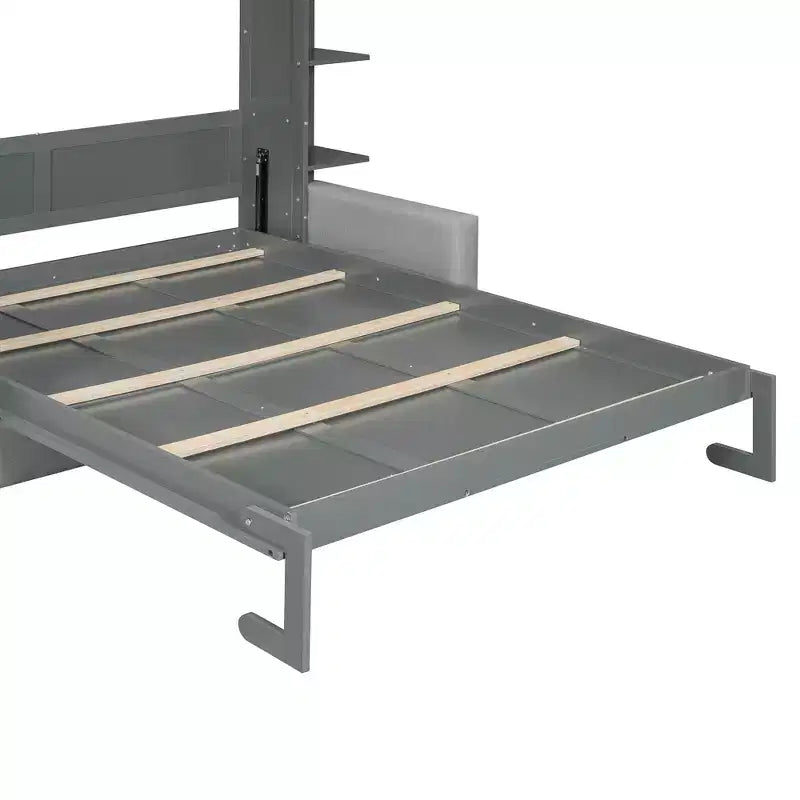 Whisen Modern Design Queen-Size Schrankbett mit Holzrahmen, Sofa und Regalen