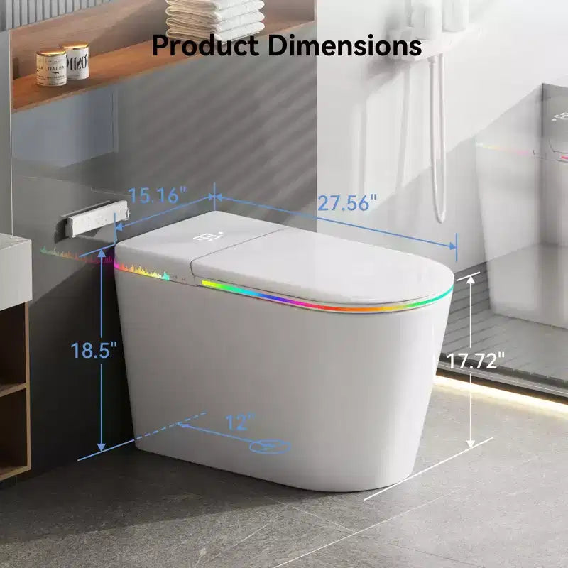 Dyonery Smart Toilet, spülrandlos, einteilig mit Schaumbarriere, automatischem Deckelöffner/-schließer, beheiztem Bidet & Trockner, LED-Nachtlicht, automatischer Spülung