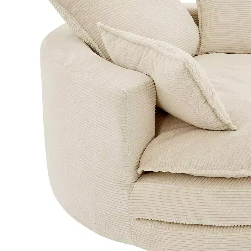 360° drehbarer Loungesessel, drehbarer runder Fass-Sessel mit Kissen für das Wohnzimmer