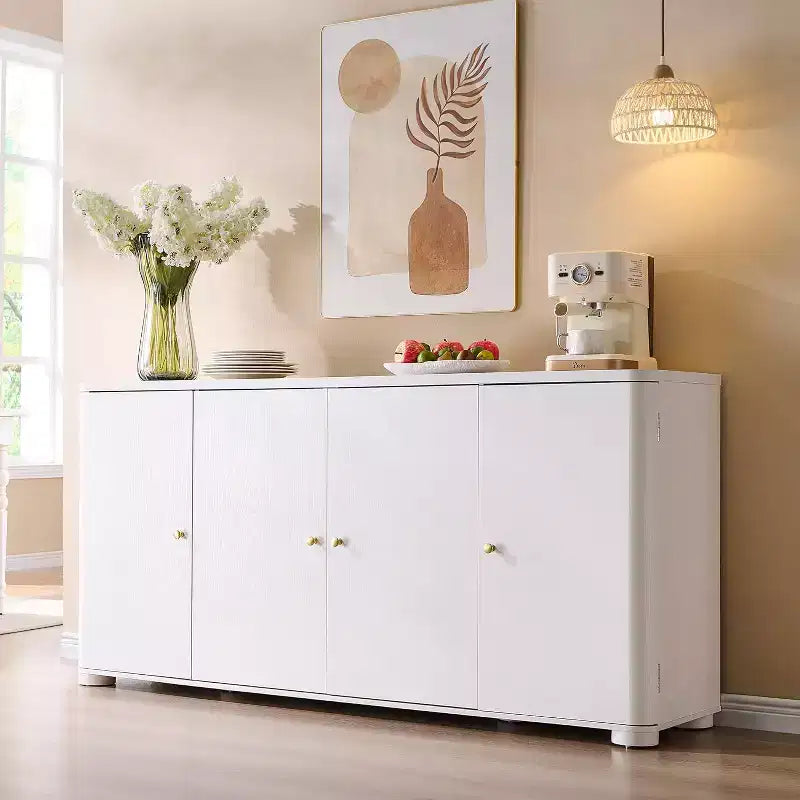 Küchenbuffet Anrichte mit 4 Türen und Regalen, modernes großes Sideboard Buffet Aufbewahrungsschrank, 66 Kaffeebar-Aufbewahrungsschrank
