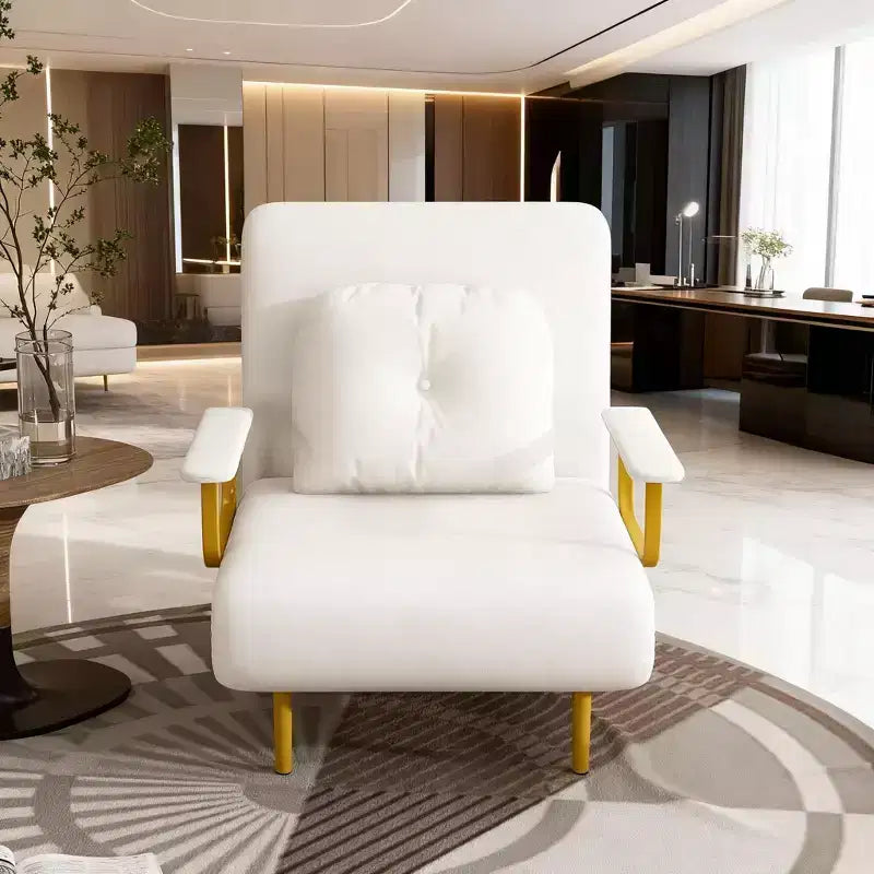 Klappbares Schlafsofa 3-in-1-Funktion - Verstellbare Rückenlehne mit 5 Positionen und Kissen, Platzsparender Schlafsessel für Wohnzimmer, Schlafzimmer & Büro (Weiß)