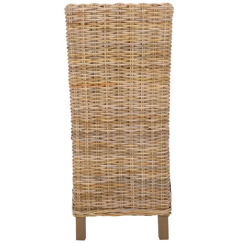 2er-Set Esszimmerstühle aus natürlichem Korbgeflecht 48B x 56T x 104H cm, Boho Coastal Stil