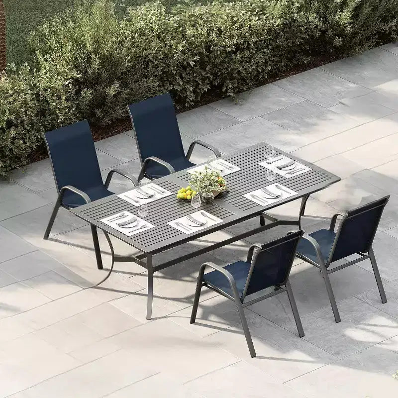 Terrassenstühle, stapelbare Outdoor-Esszimmerstühle, 4er-/6er-Set, wetterfeste, leichte Textilene-Outdoor-Stühle mit Armlehnen für Garten und Pool