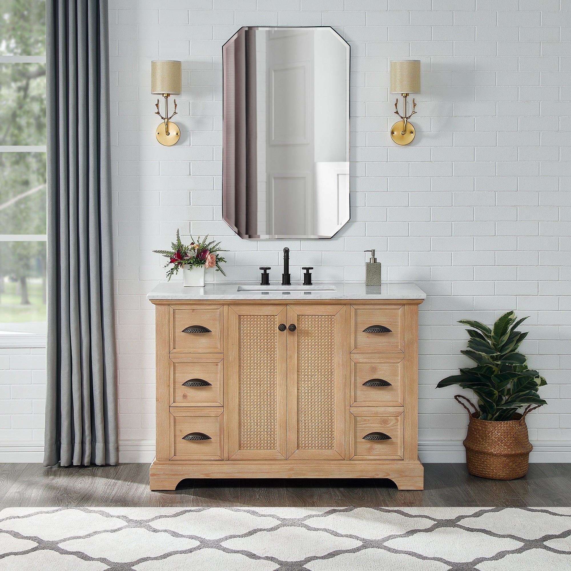 Hervas Badunterschrank mit Naturmarmorplatte ohne Spiegel