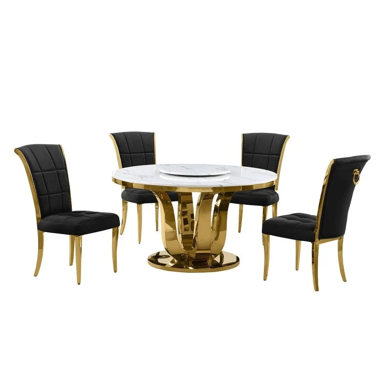 Beste Qualität Möbel D325-SC324-7 5-teiliges rundes Esszimmer-Set