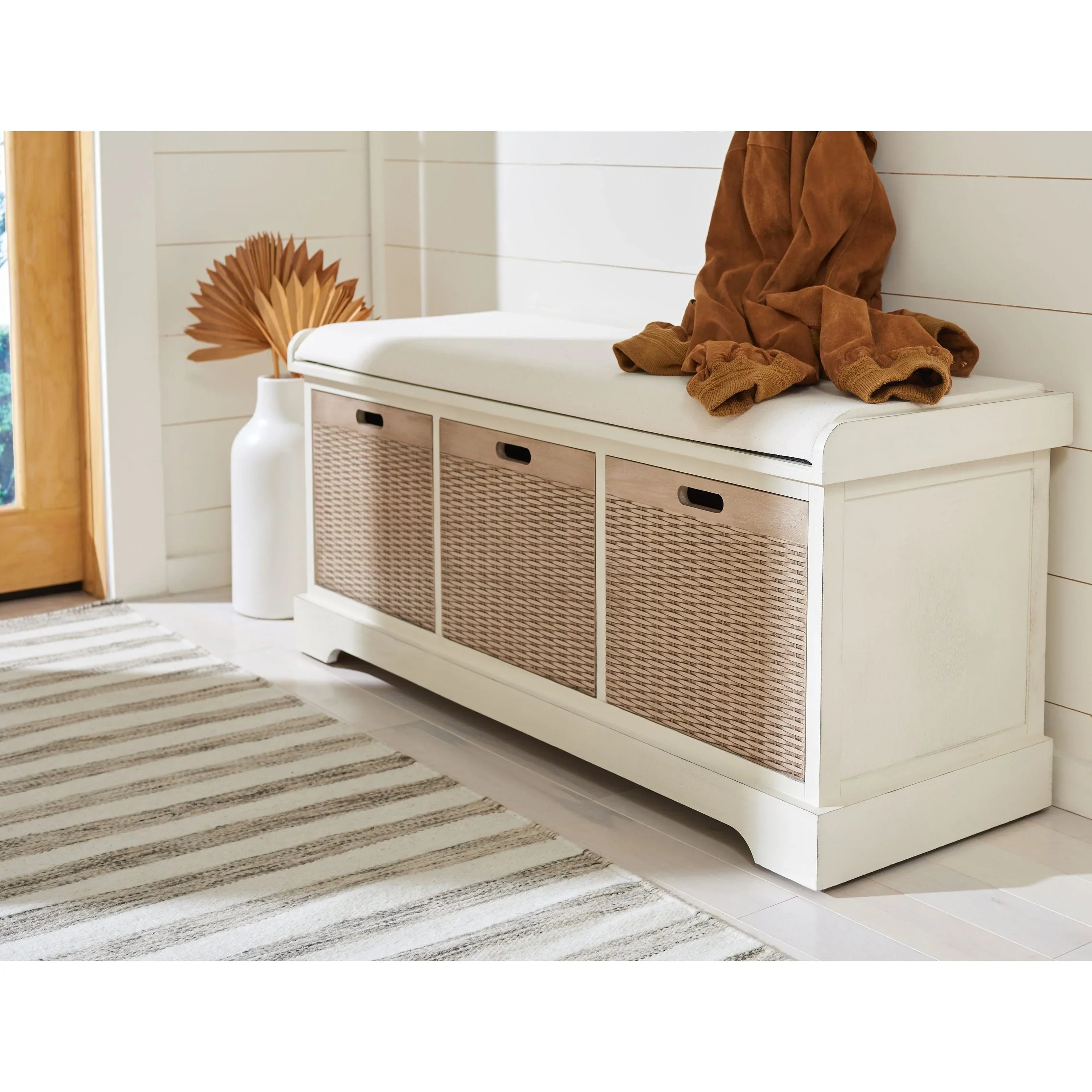 SAFAVIEH Fiorello 3-Schubladenbank mit Polsterung – 120 B x 38 T x 48 H cm – 120Bx38Tx48H