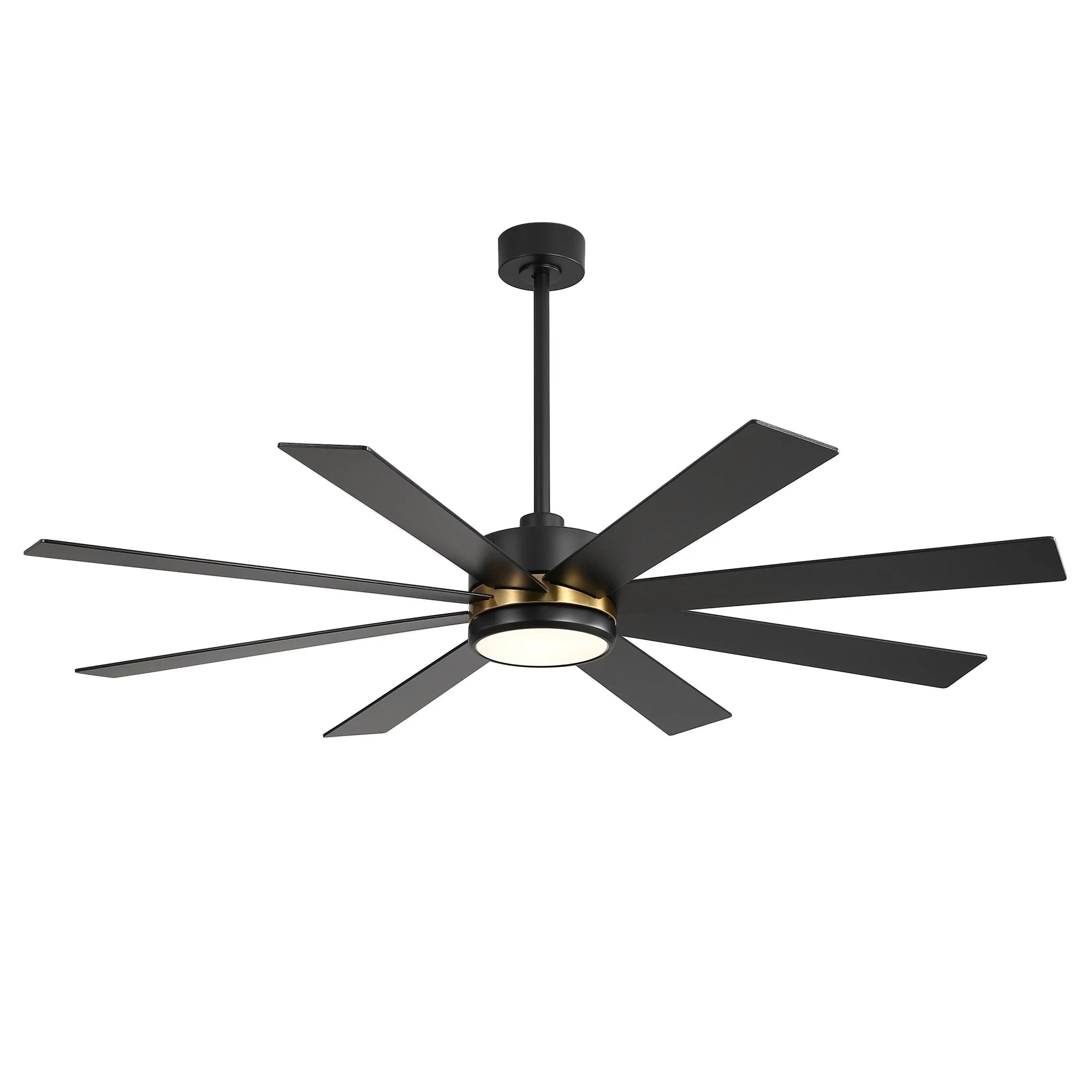 65-Zoll-LED-Deckenventilator mit 8 Flügeln, Licht und Fernbedienung, Schwarz
