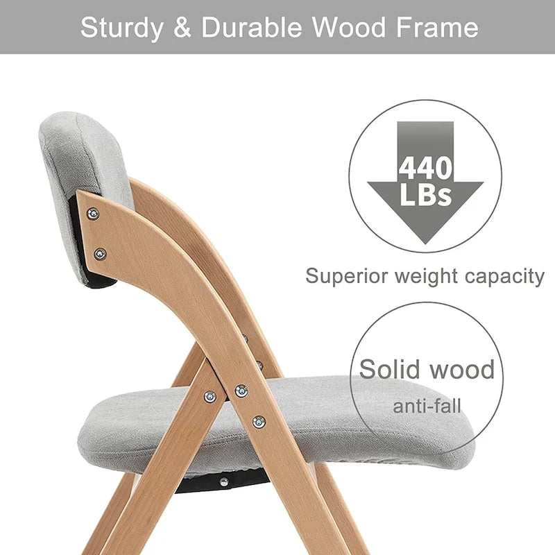 Stapelbare Esszimmer-Klappstühle aus Holz mit gepolsterten Sitzen (4er-Set)