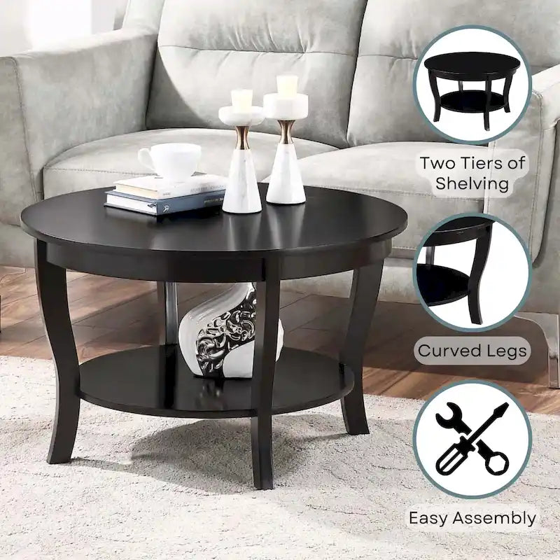 Convenience Concepts American Heritage Runder Couchtisch mit Ablage