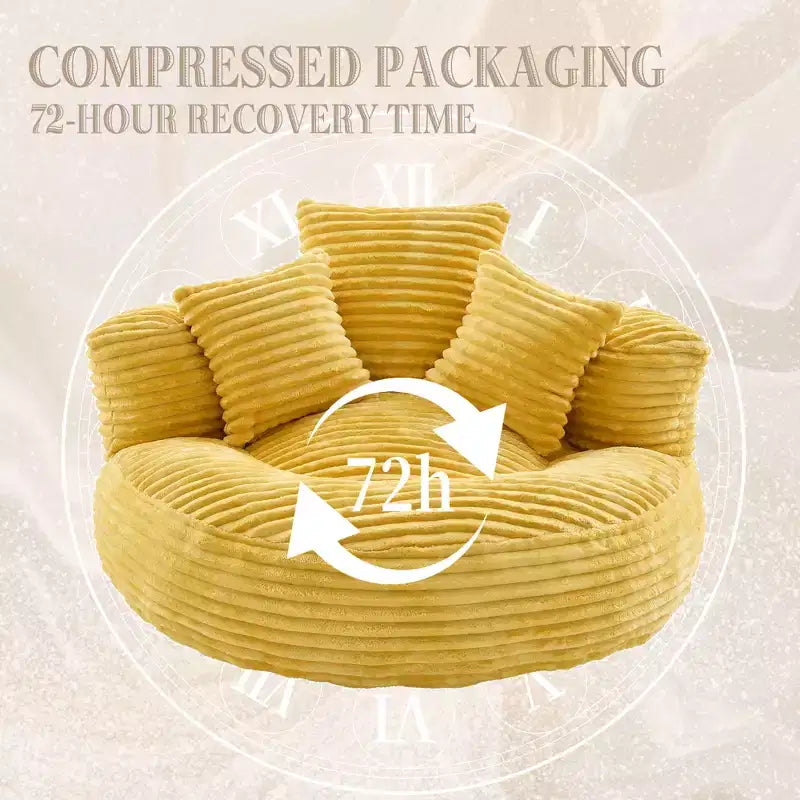 Sitzsacksofa für Erwachsene und Kinder, übergroßer Cord-Sitzsackstuhl mit 3 Kissen und Armlehne für Wohnzimmer und Schlafzimmer