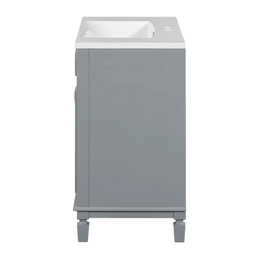 Moderner 36'' Badschrank mit Aufsatzwaschbecken und Spiegelschrank, 2 Türen und 2 Schubladen