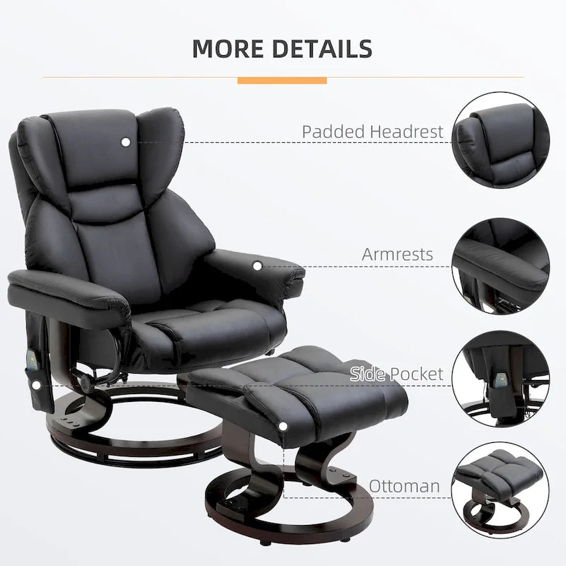 HOMCOM Massage-Liegesessel mit Hocker
