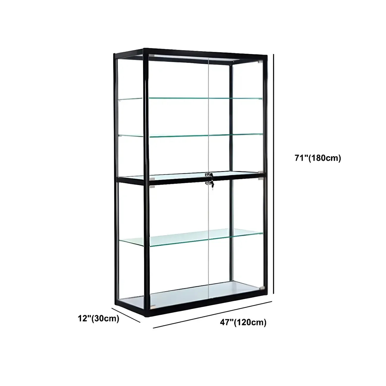 Zeitgenössische rechteckige Vitrine aus schwarzem Glas