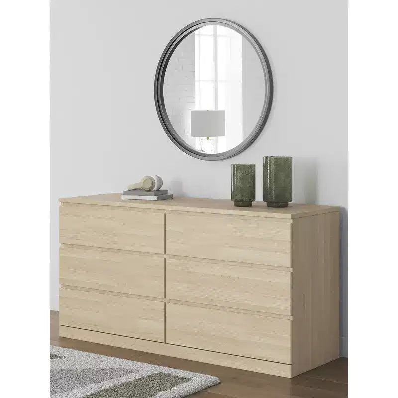 Signature Design by Ashley Modern Onita Kommode mit 6 Schubladen, Kommode in Naturholzbraun mit griffloser Ausführung