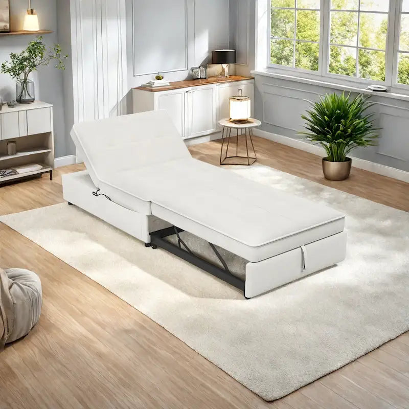 72.5 Leinen 4-in-1 3-Sitzer Schlafsofa mit 5-fach verstellbarer Rückenlehne und Aufbewahrungstasche