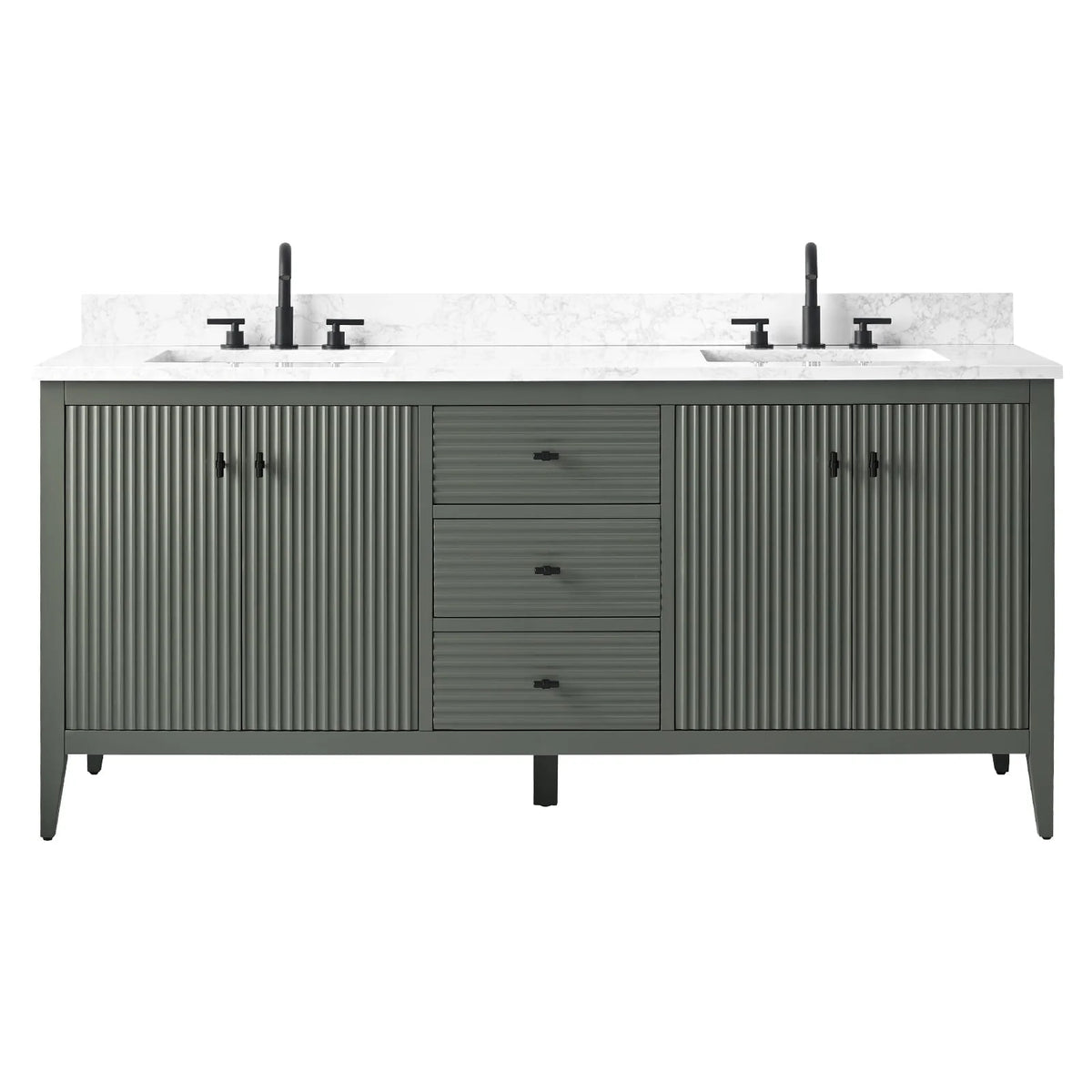 Vanity Art 72 Zoll Badezimmer-Waschtischunterschrank mit Doppelwaschbecken und Kunstmarmorplatte
