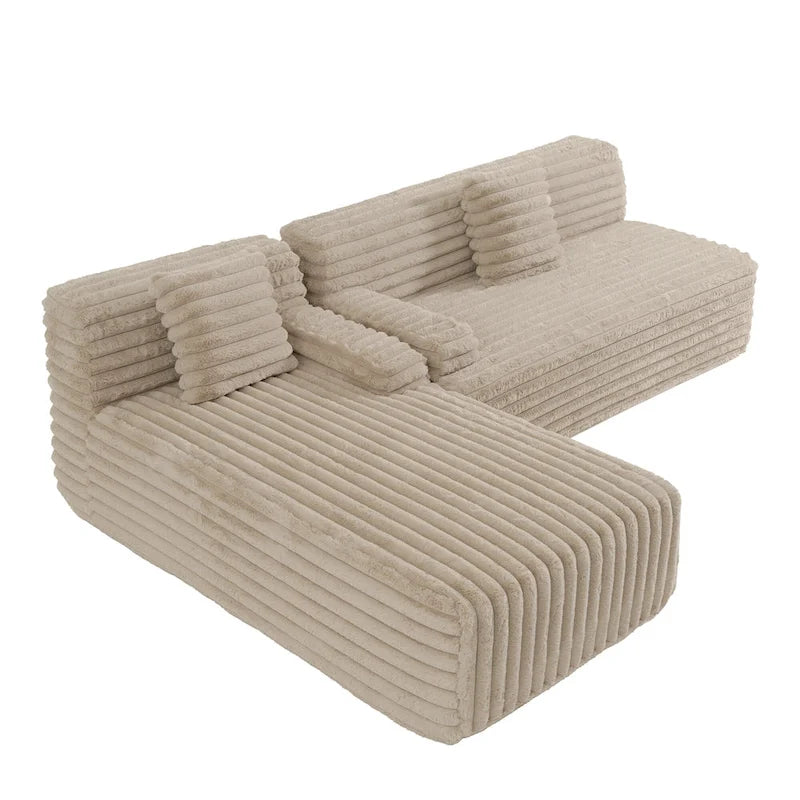 Cloud-Ecksofa, modernes Polstersofa mit 2 Wurfkissen, frei kombinierbares Sofa, modulares L-förmiges Ecksofa
