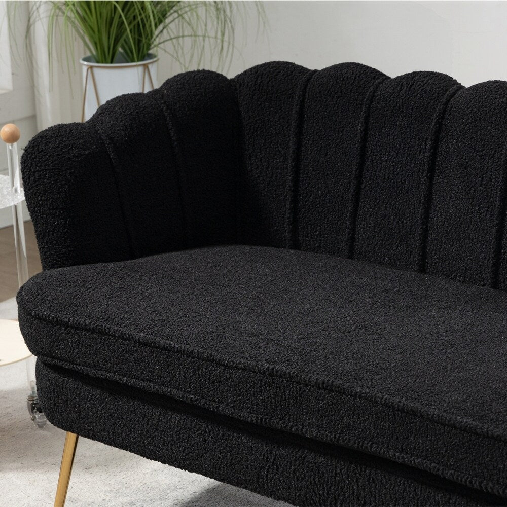 Kleines Mini-Zimmer-Sofa Zweisitzer mit Goldmetallfüßen - 2 Sitzer