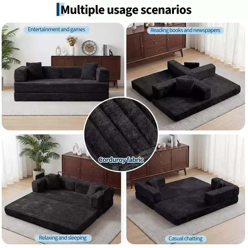 80.7 5-in-1 Schlafsofa – Kord, 544 kg, kein Aufbau