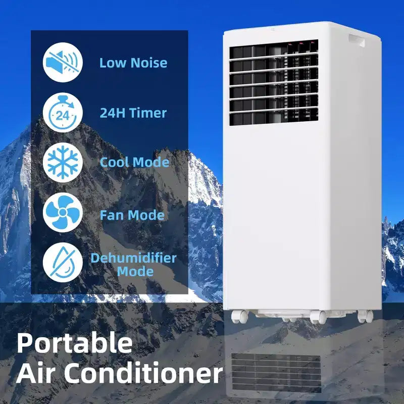 8.000 BTU mobile Klimaanlage – 3-in-1 Kühlung, Entfeuchter & Ventilator für 32 m² mit Schlafmodus & 1 Jahr Garantie