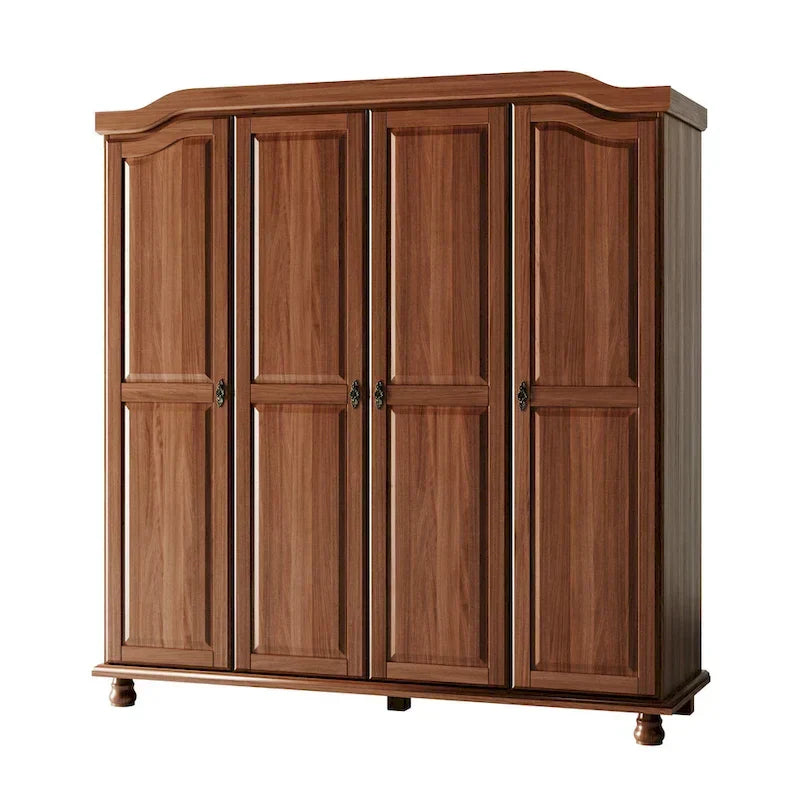 Palace Imports Kyle Kleiderschrank mit 4 Türen aus 100 % Massivholz und Massivholz- oder Spiegeltüren