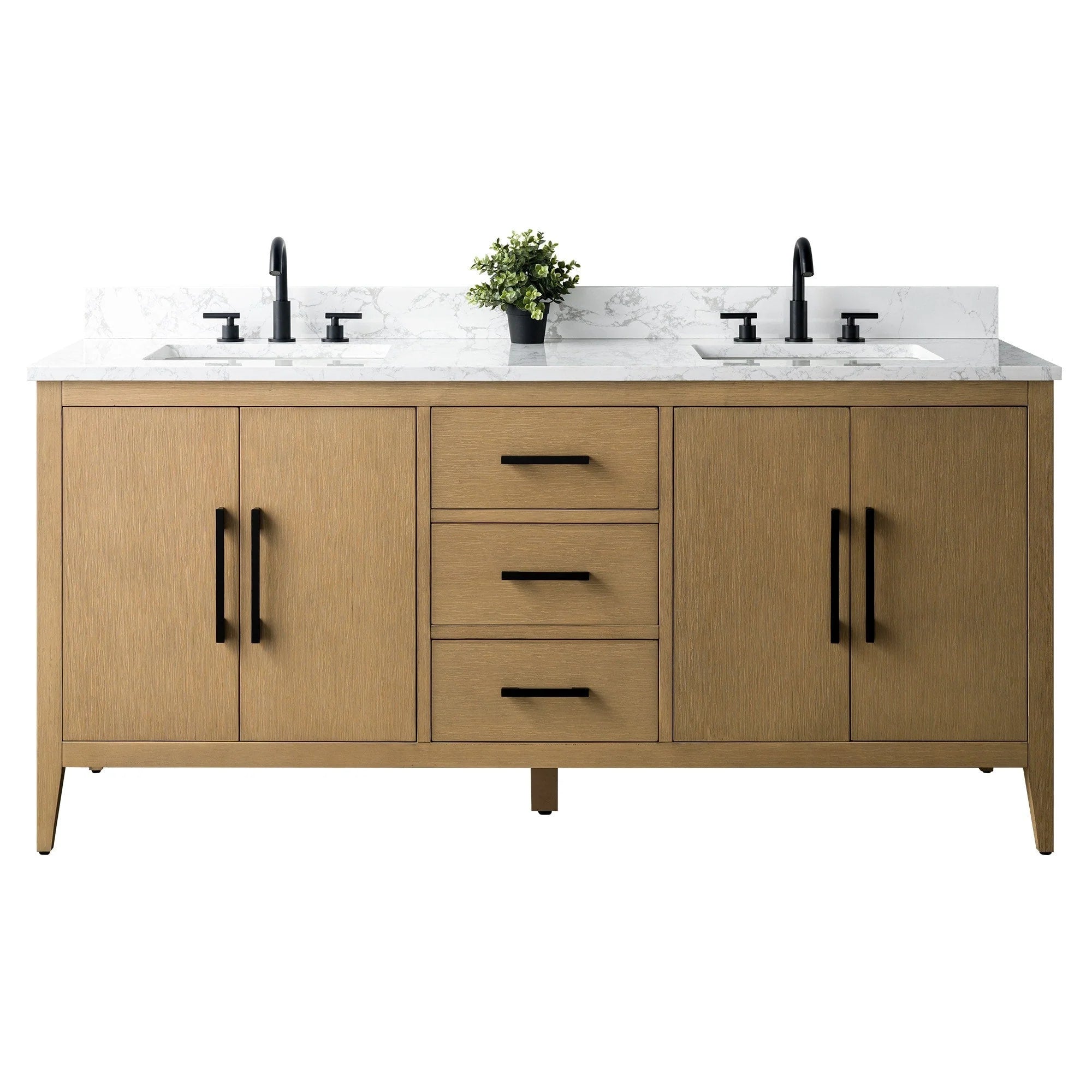 Vanity Art 72 Zoll Badezimmer-Waschtischunterschrank mit Doppelwaschbecken und Kunstmarmorplatte