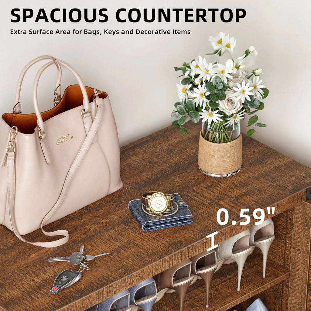 Moasis 5-stöckiger Schuhschrank für 20 Paar Schuhe mit Doppeltüren für den Eingangsbereich