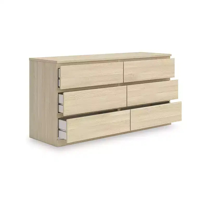 Signature Design by Ashley Modern Onita Kommode mit 6 Schubladen, Kommode in Naturholzbraun mit griffloser Ausführung
