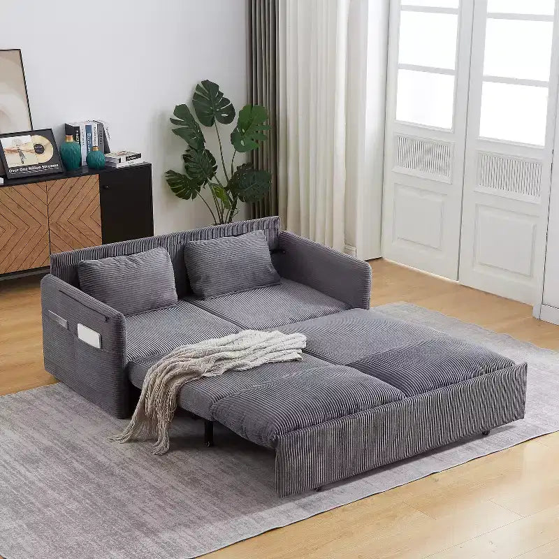 64.5 3-in-1 Schlafsofa aus Kord mit Ausziehbett