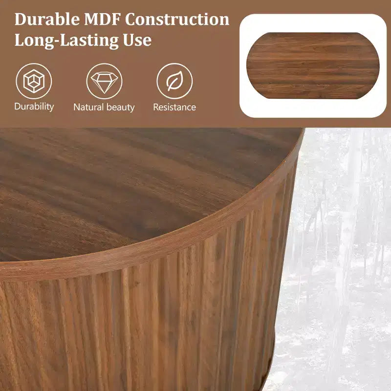 47.2 Couchtisch mit Hebeplatte und verstecktem Fach, oval, braun