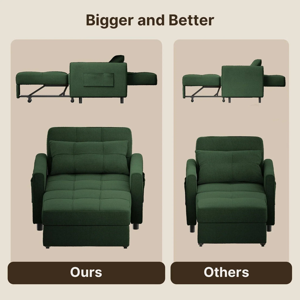 3-in-1 verstellbares Schlafsofa, ausziehbares Sesselsofa, umwandelbares Klappbett für das Wohnzimmer