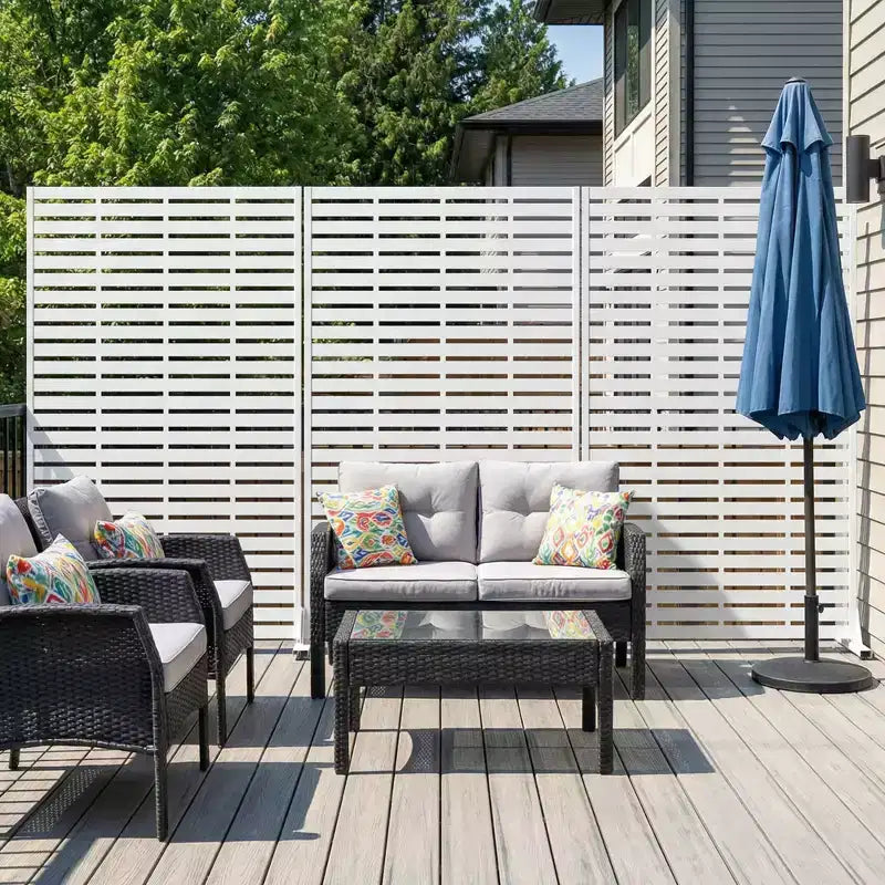 MAYEERTY 72x47 Weißer Sichtschutz, 6-teiliges Set, natürlicher, faltbarer Raumteiler für Hof und Garten