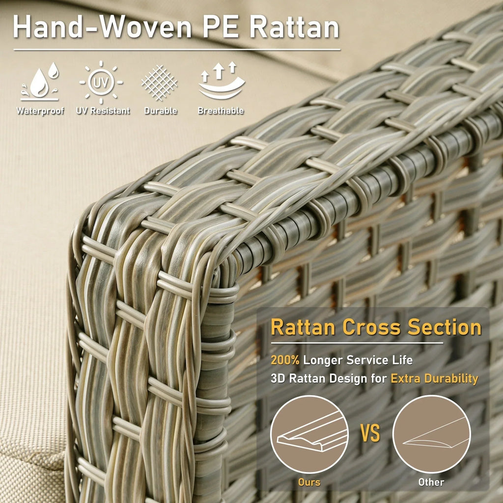 HOOOWOOO 2-teiliges Gartenmöbelset aus Rattan mit hoher Rückenlehne