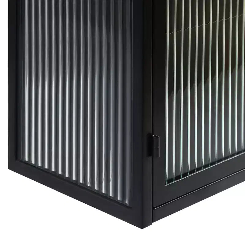 Okak Moderner 2-türiger Wandschrank mit 3-stufigem Stauraum und Glastüren für Flur/Esszimmer/Wohnzimmer/Küche