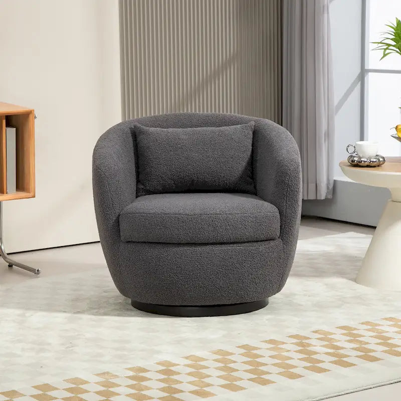 Gepolsterter drehbarer Fauteuil mit Stauraum, moderner Wohnzimmer-Sessel für Schlafzimmer/Büro/Lesebereiche