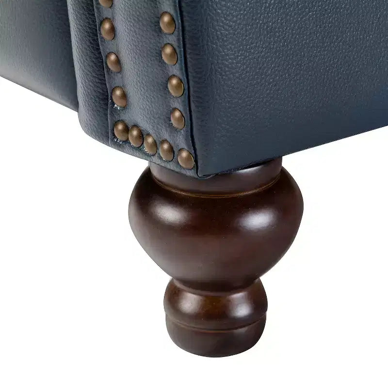 2er-Set Elisabete Modern Wingback Echtleder-Liegesessel mit Vintage-Nagelkopfleiste für Wohn- und Schlafzimmer | ART OF LIVING DESIGNS