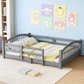 Luxystar Montessori-Bett in voller Größe mit niedriger Profilhöhe, Sicherheitsgittern und Kopfteil