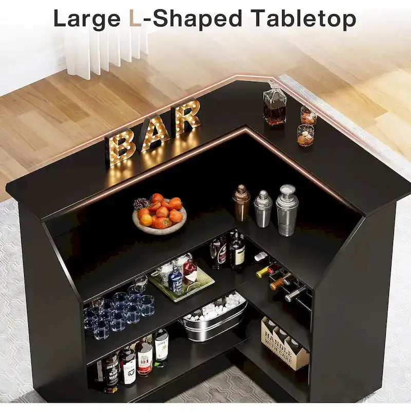 L-förmiger Barschrank mit Gläserhaltern für die Hausbar