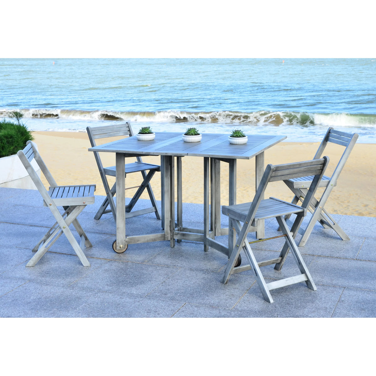 SAFAVIEH Outdoor Brandy 5-teiliges Outdoor-Esstisch-Set – 43Bx35Tx29H