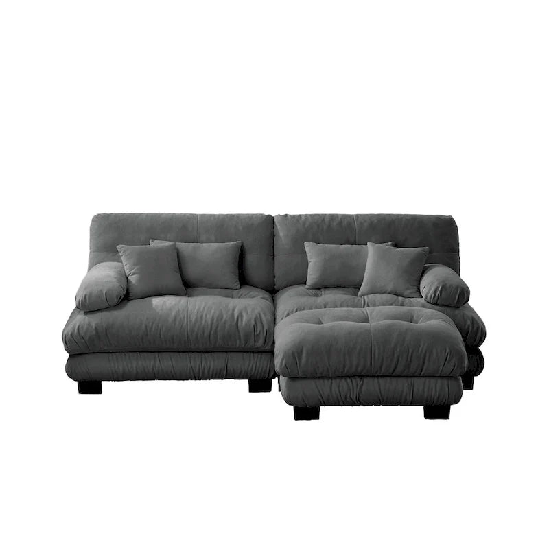 L-förmiges Loveseat Sofa Chenille Sektionssofa mit Lendenkissen